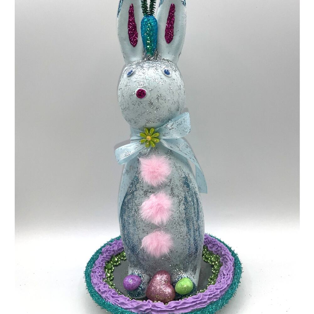Large Pastel Blue Soft Foam like Easter Bunny faux frosting faux fur bunnie OOAK